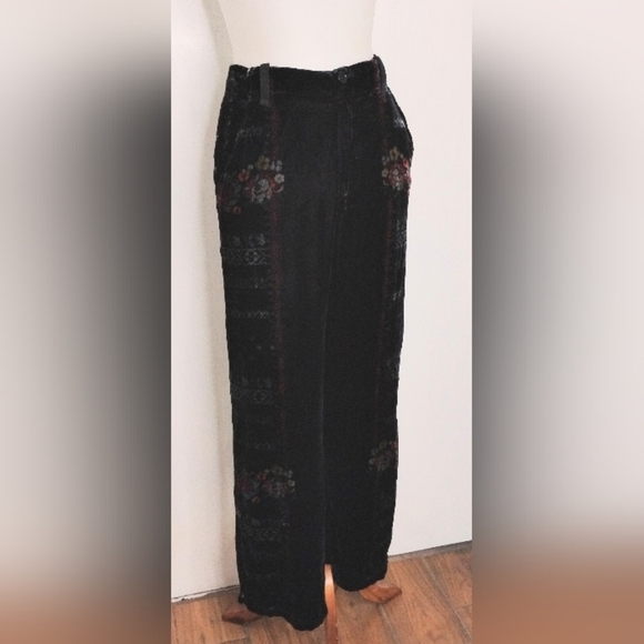 RAYON SILK BLEND VELVET JOHNNY WAS TROUSERS - Picture 6 of 13